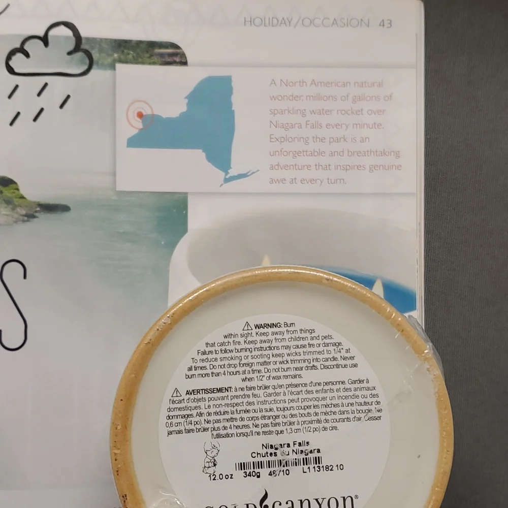 NIAGARA FALLS Gold Canyon 12 oz 2wick‎ candle Roadtrip Souvenir specialty line